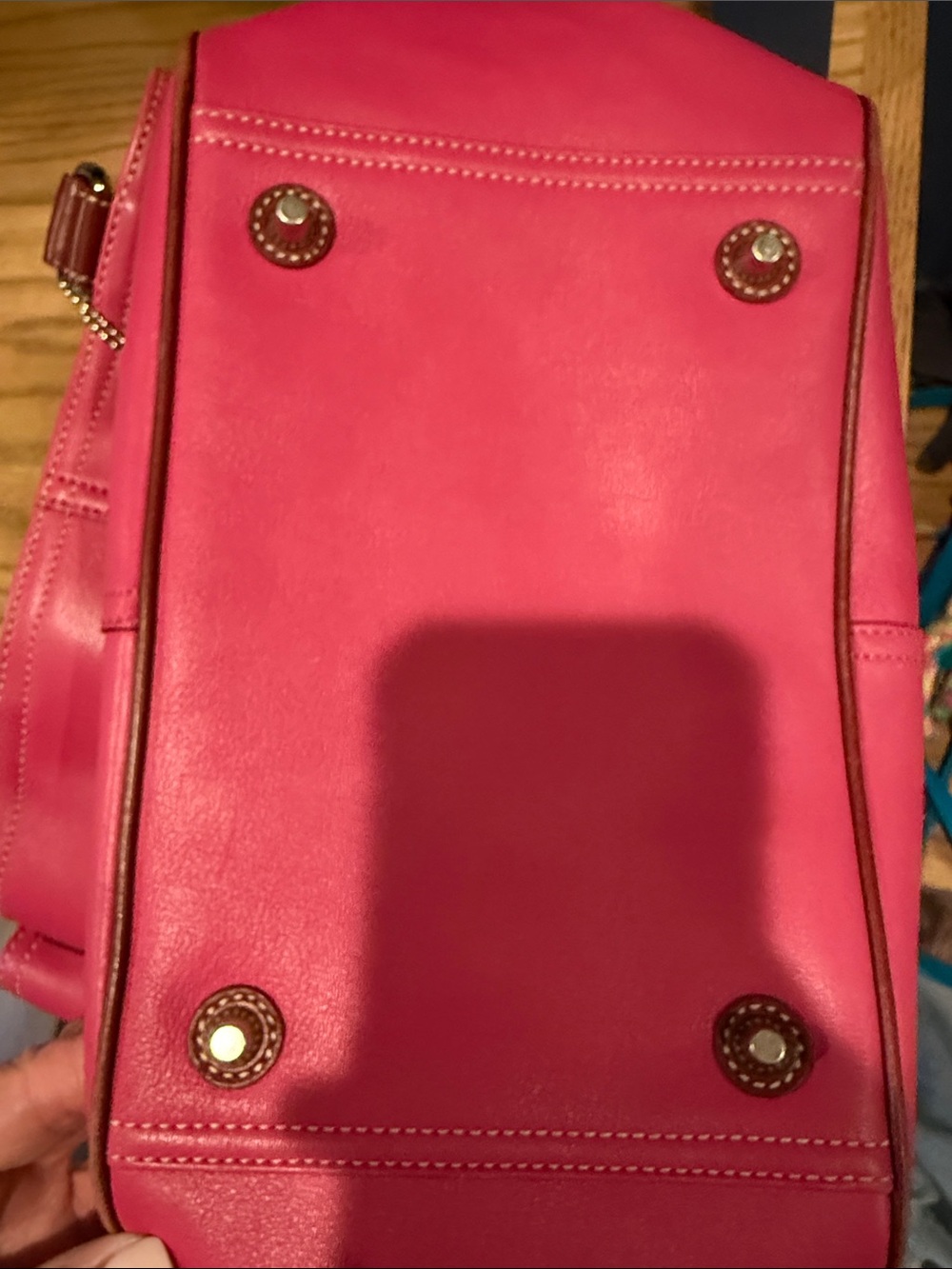 Coach Pink Tote with Brown Handles - Picture 7 of 8